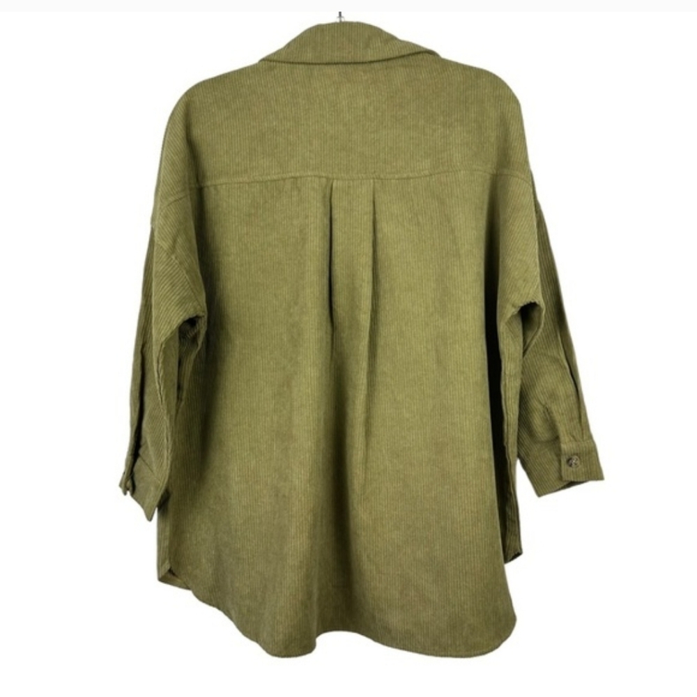 Petal & Pup Green Corduroy Ribbed Button Down Shirt Shacket Size Small - Picture 2 of 7